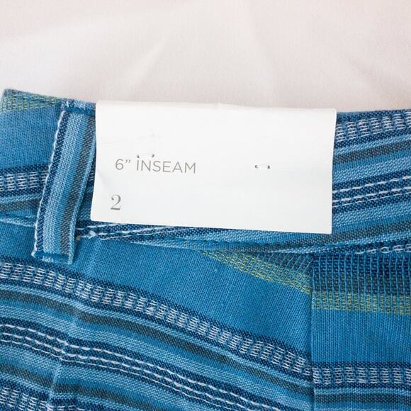 LOFT Striped Blue Green White Mini Shorts Womens Size 2 - Picture 12 of 12